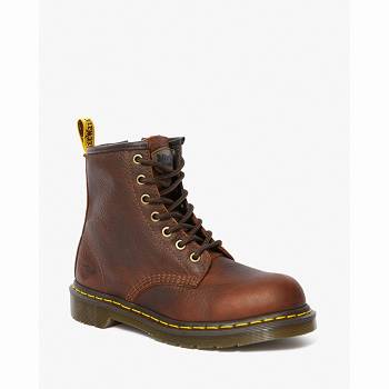 Dr Martens Női Maple Cipzáros Steel Toe Munkavédelmi Bakancs Gesztenyebarna